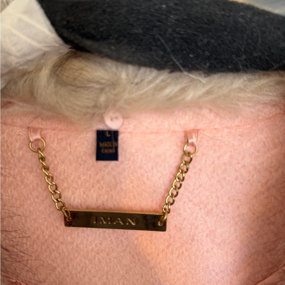 Vintage IMAN Pink Teddy Jacket with Removable Faux Fur Collar - Picture 3 of 7